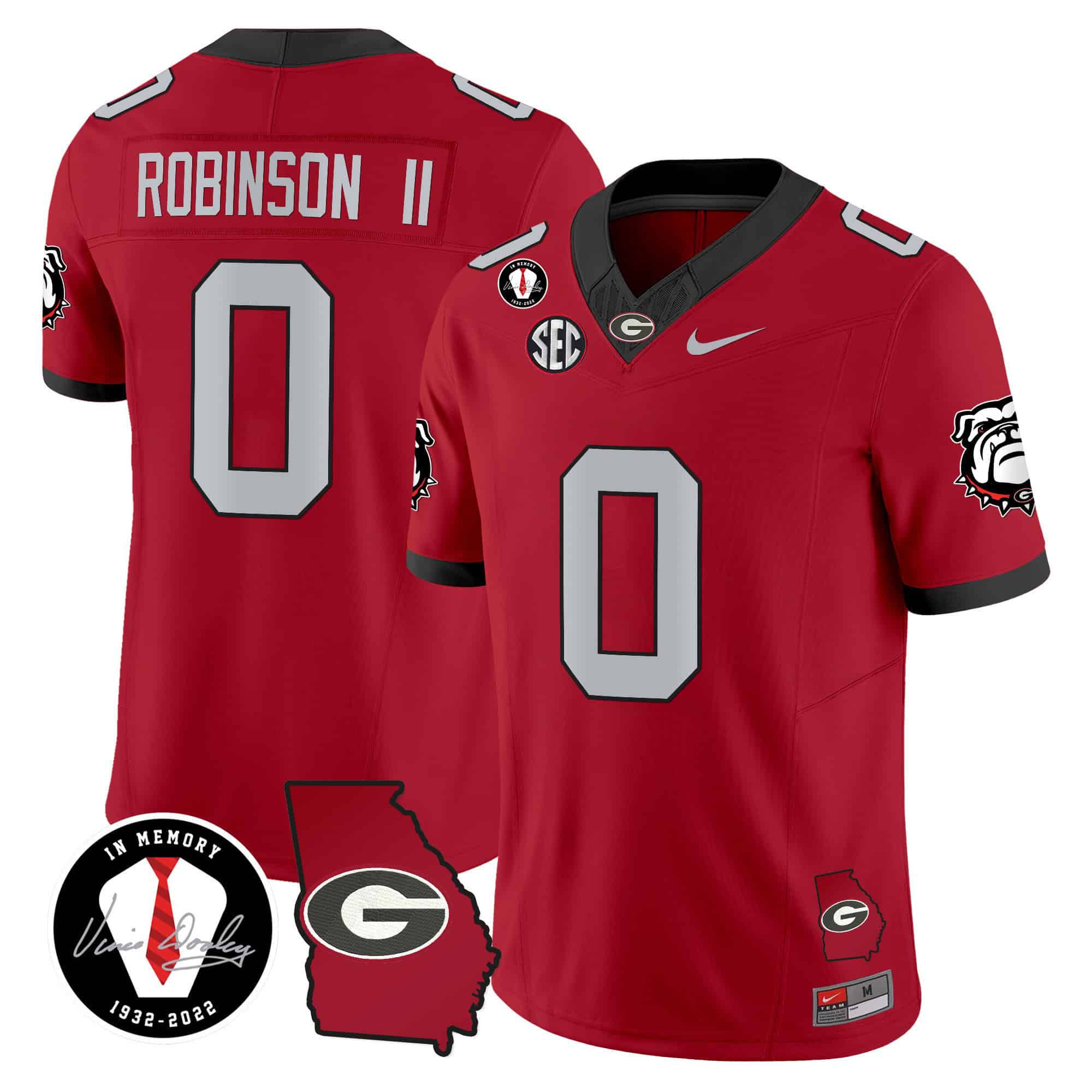 Men Georgia Bulldogs 0 Robinson ii Red 2024 Nike Vapor NCAA Jersey